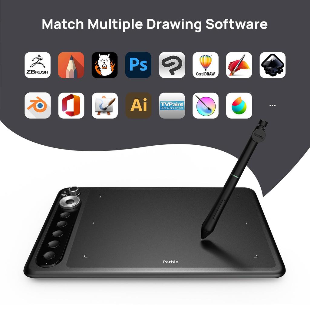Parblo Intangbo X7 Pen Tablet, 8192 Pressure Levels Drawing Board with Upgraded Hard Pen and Tilt Sensitivity, Includes OTG Adapter for PC and