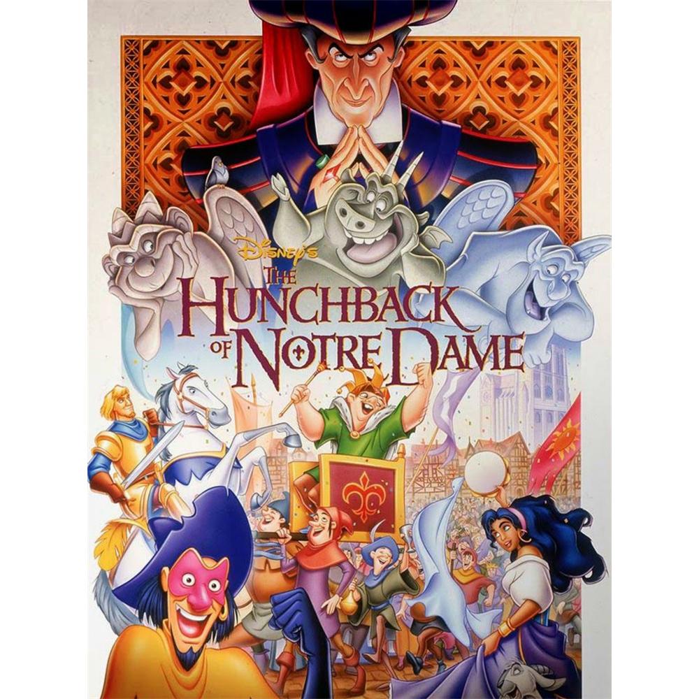 Disney Diamond Painting Original Poster of The Hunchback of Notre Dame Cute Cartoon Cross stitch Complete Set of Creative Mosaic 5D DIY HomeDecoration Round 20x30cm