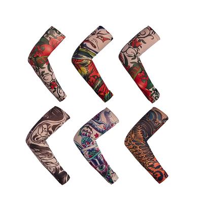6 PCS Neue Nylon Elastische Gefälschte Temporäre Tattoo Ärmel Designs Körper Arm Strümpfe Tatoo für Coole Männer Frauen Drop verschiffen