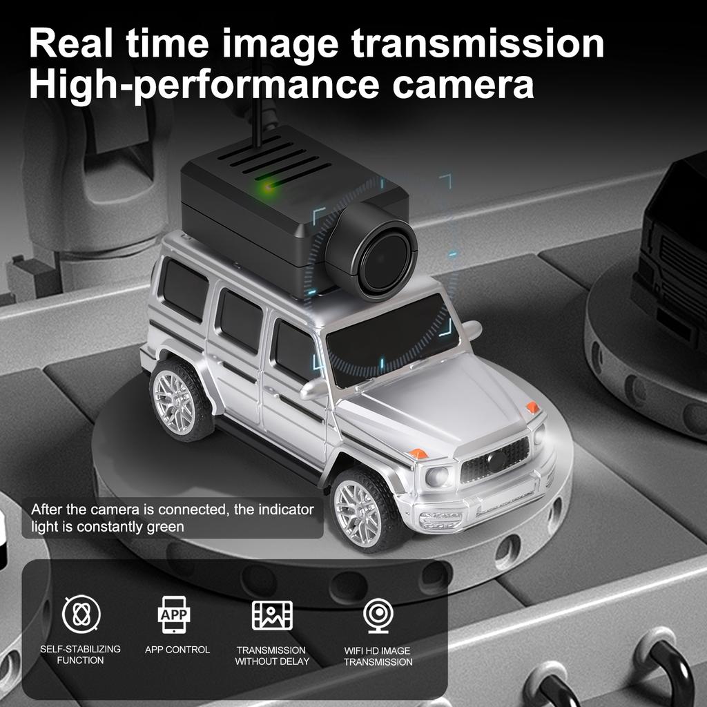 1:64 Mini RC Car, 2.4G FPV Remote Control Toy Car with 720P HD Camera, Gyro, LED Light, APP Controlled Vehicle for Kids