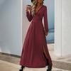 Lace Dress Popular European And American Autumn And Winter Elegant Slim Split Dress