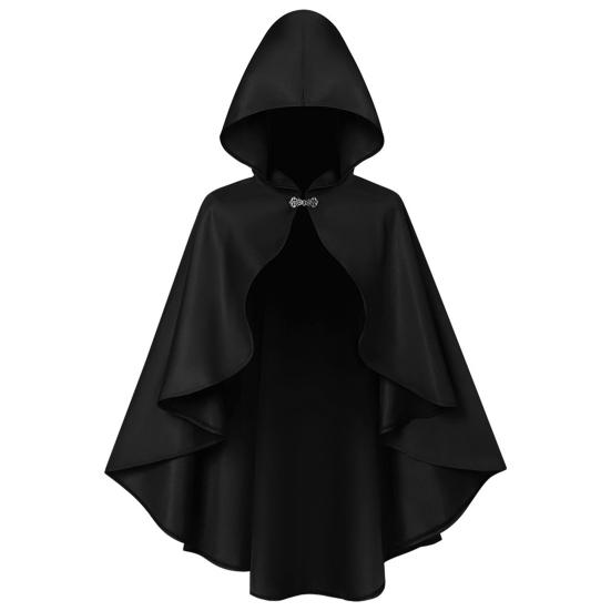 Halloween Cloak Retro Style Hooded Tailoring Metal Buckle Decoration Shawl Role-Playing Versatile Costume Accessory