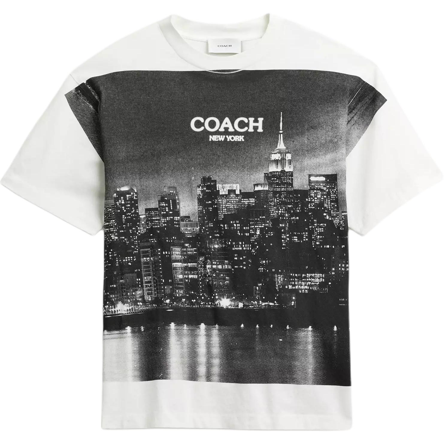 Coach Cotton Round Neck Printed Architecture Short Sleeve T-Shirt Women T-Shirts CDI21-NZ2 XS