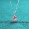 S925 Sterling Silver Round Pendant 1 Carat Moissanite Necklace Women's Fashion Simple Women's Luxury Round Bag Collarbone Chain Jewelry Gift