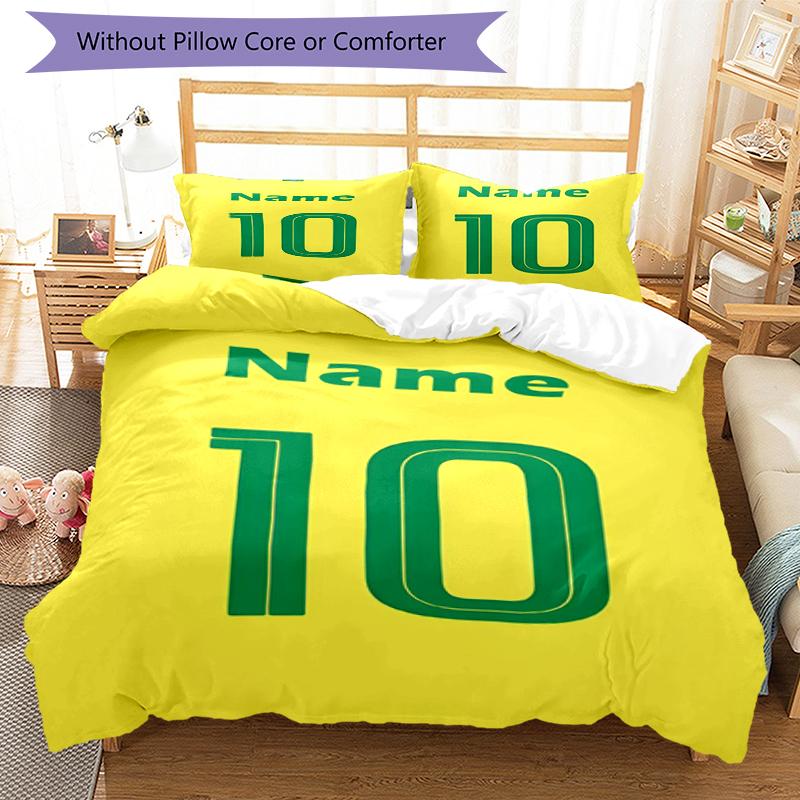 3pcs Custom Name 10 Bedding Set Duvet Cover Closure Includes 1 Duvet Cover & 2 Pillowcases, Soft and Comfortable for All Seasons.