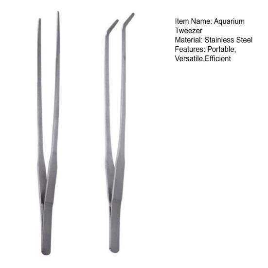 Yousheng 2Pcs Aquarium Tweezers Stainless Steel Reptile Feeding Tongs Long Straight And Curved Tweezers Lizards Bearded Dragon Snake Tank Accessories