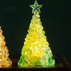 Shimmering Holiday Desktop Decor Glowing Christmas Tree Night Light, Mini Lighted with Star, Indoor for Desk Atmosphere Faux Crystal Tabletop