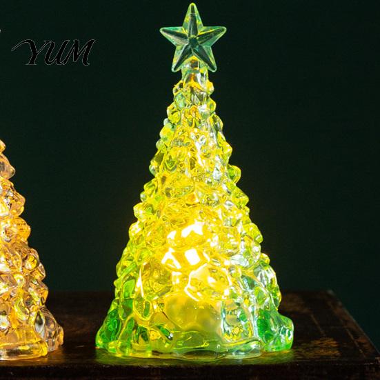 Shimmering Holiday Desktop Decor Glowing Christmas Tree Night Light, Mini Lighted with Star, Indoor for Desk Atmosphere Faux Crystal Tabletop