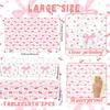 Bow Table Cloth,2 PCS Cherry Tableclothes,Pink Bow Waterproof Disposable Plastic Tablecovers for Birthday Bridal/Baby Shower Cherry-Themed Party