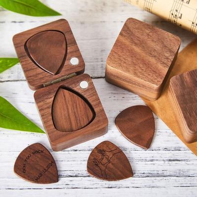 Holzplektrenbox Gitarrenplektren Tragbarer Gitarrenplektrenhalter Plektrenorganisator