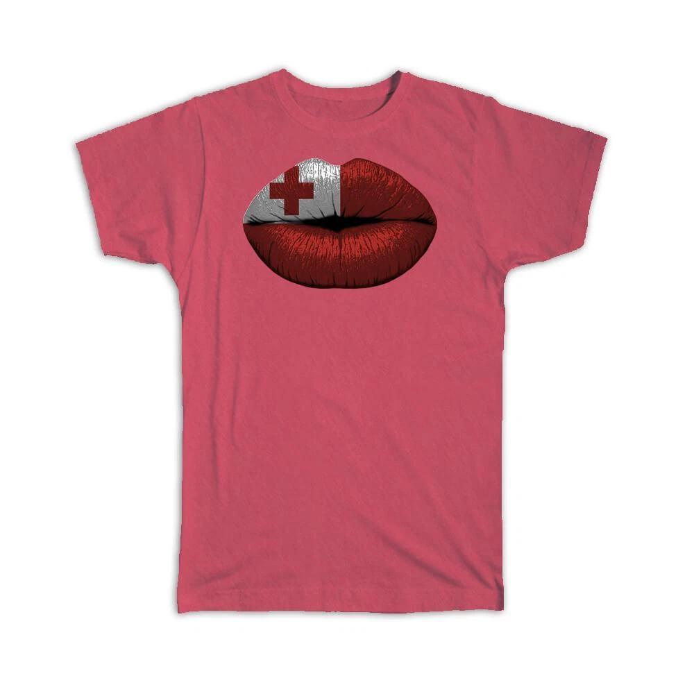 

Gift T-Shirt : Lips Tongan Flag Tonga Expat Country For Her Woman Feminine S