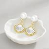 Shell Pearl Earrings for Women Unique Design Small Stud Earrings French Style Shell Pendant Dangle Earrings Lightweight