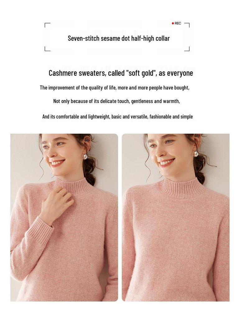 Pull en Cachemire à Col Rond pour Femme - Coupe Ample, Pull de Base Automne Hiver