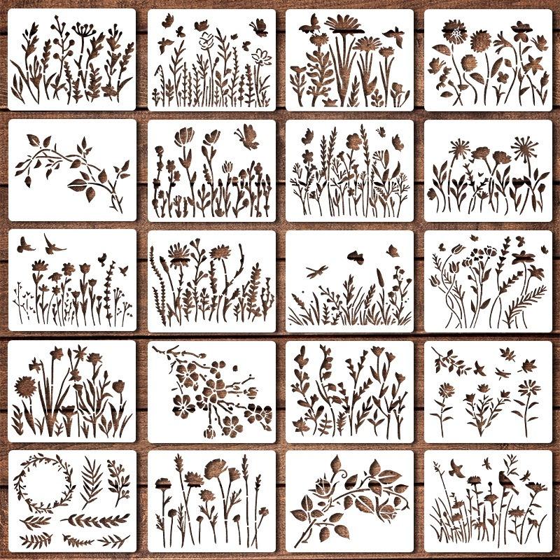 Wildflower Painting Template  Reusable Painting  Flowers and Plants  Inkjet Pet Graffiti  Washable