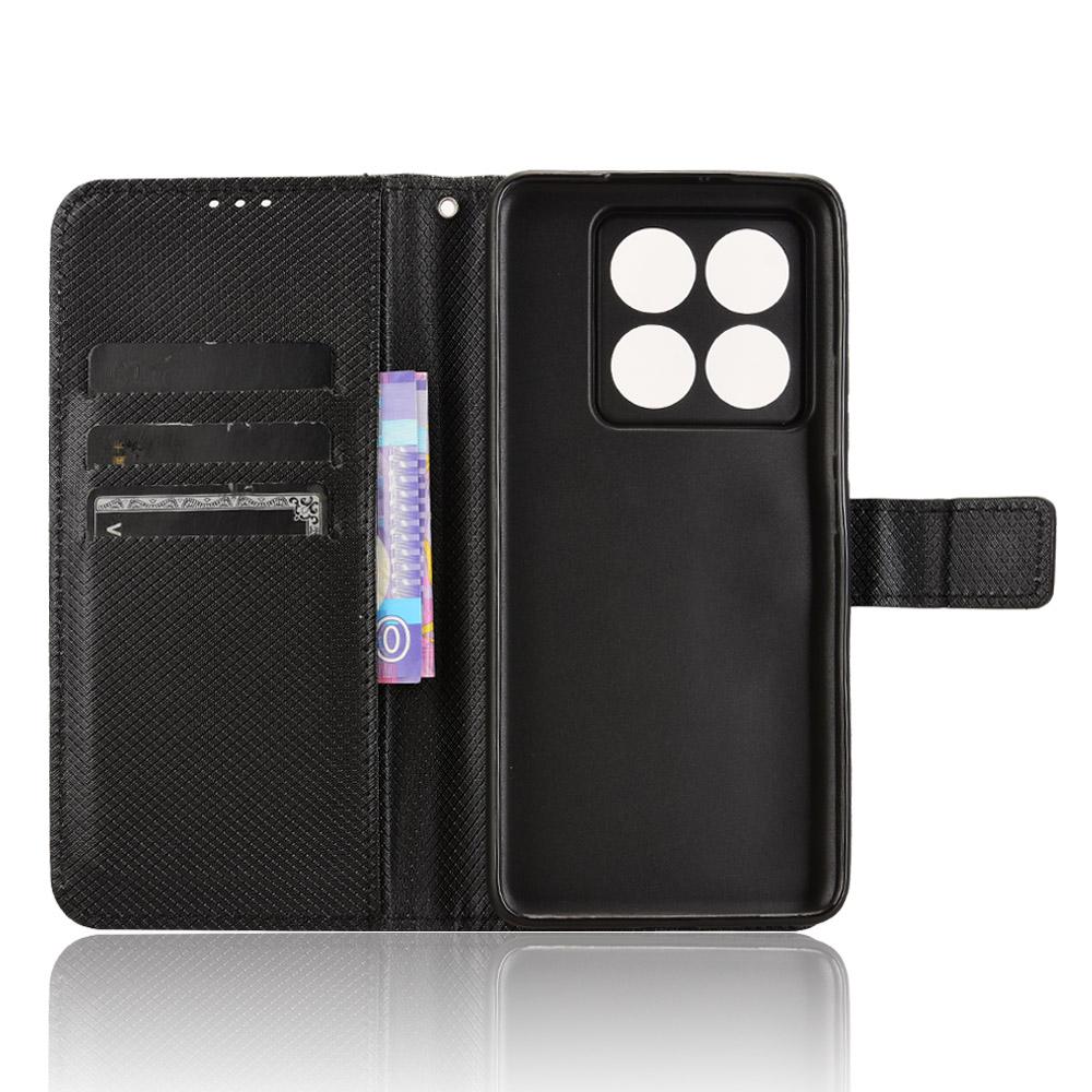 For Xiaomi 14T Case PU Leather Diamond Texture Wallet Phone Cover