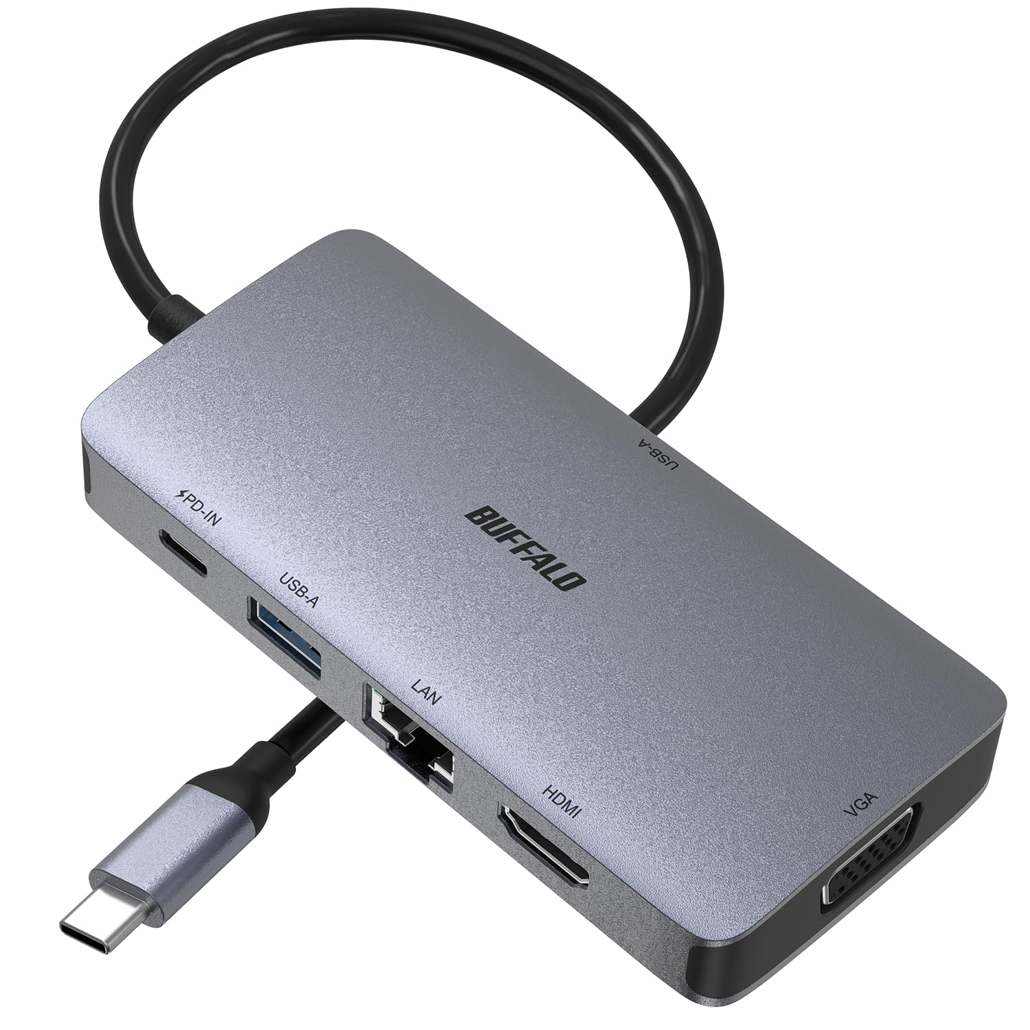 

Концентратор Buffalo USB PD 85W HDMI 4K VGA x 1 x 2 5 Гбит/с Высокоскоростная передача LAN Giga Док-станция USB-C 6-в-1 USB-C USB-A USB3.2 (Ген1) LUD-U3-CU302SV/N
