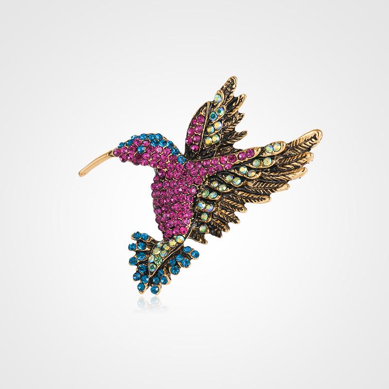 Hummingbird Crystal Rhinestone Brooch: Elegant Alloy Pin for Clothing Accessories