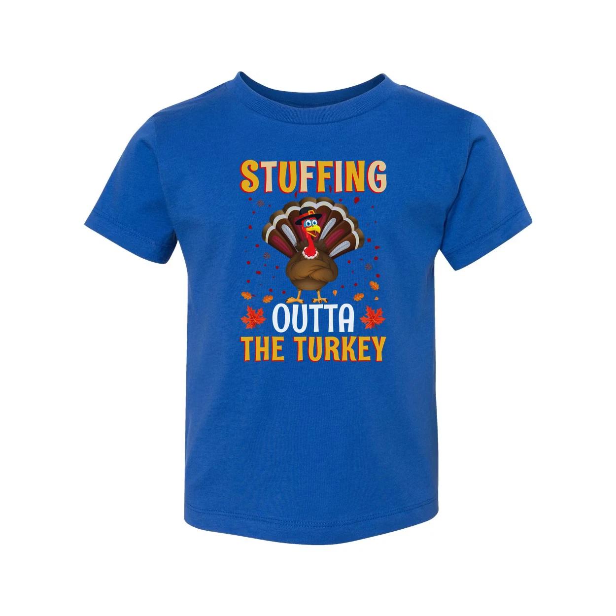 

Thanksgiving Stuffing Outta The Turkey Unisex T Shirt With Cartoon Turkey Graphi L