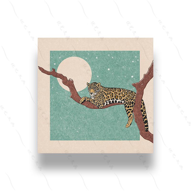 

Винтажный стиль принт 70-х годов в стиле ретро Декор в стиле бохо минималистичный настенный художественный постер с принтом леопарда животное холст живопись комната дома 30x30cm No Frame