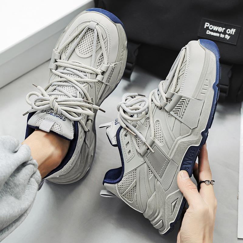 Men's shoes spring new versatile mesh breathable dad shoes men's casual youth thick-soled sports little white tide shoes