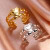 Stainless Steel Heart Ring Open Adjustable Women's Ring Mother's Day Valentine's Day Gift for Lover