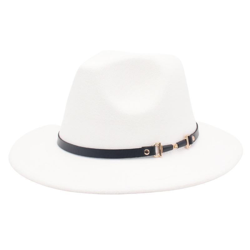 New European-American Style Jazz Windbreaker Hat with Large Brim Felt - Solid Color