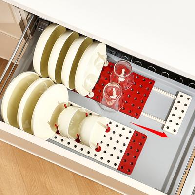 1pc Drawer Extendable Dishes Storage Rack Kitchen Adjustable Tableware Cup Draining Rack Bowl Plates Shelf Kitchen Organizer