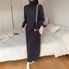 Simple temperament long style with coat knitted primer dress women's loose and lazy inside with turtleneck sweater skirt