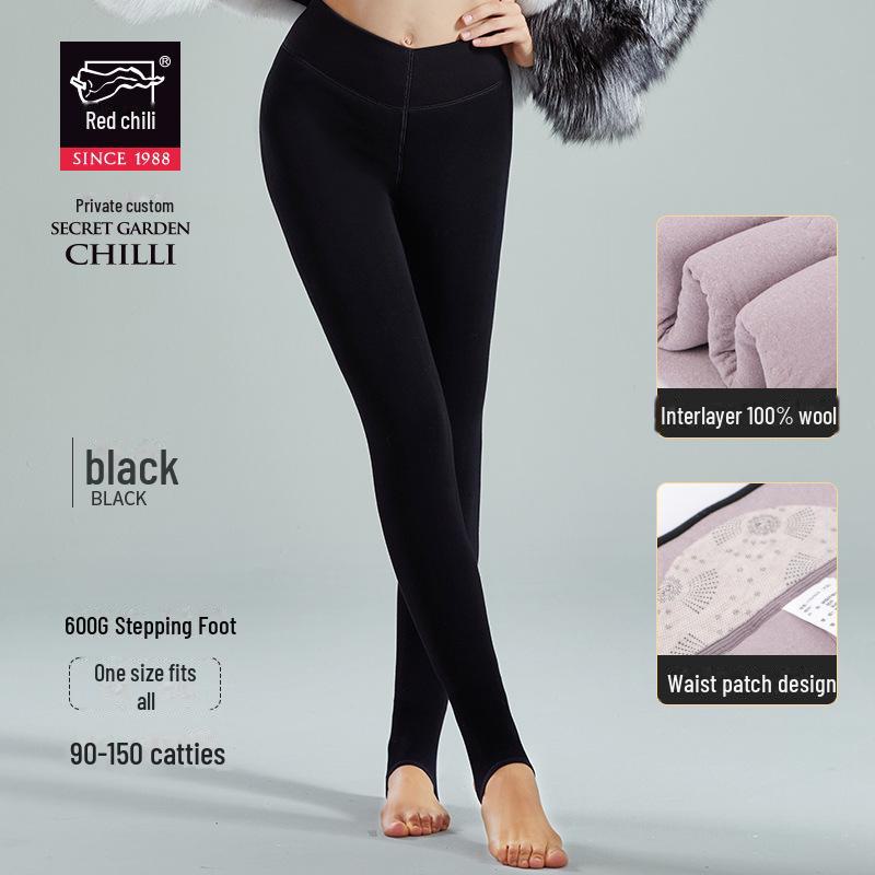 

Леггинсы Red Pepper Winter Plus Velvet Thick Leggings - Большой размер, однотонный, трехслойная шерсть, теплые накладные брюки Silk, One Size чёрный