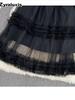 Autumn Sweet Retro Court Wood Ear Patchwork Irregular Cake Puffy Skirt Fairy Lace Mesh Half Skirt