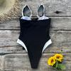 Svart Hvit Ett Stykke Sexy Push Up Badedrakt Kvinner Ensfarget Badedrakt Badebukse Strandfest Kvinnelig Ryggløs Søt Motedesign Badedrakt