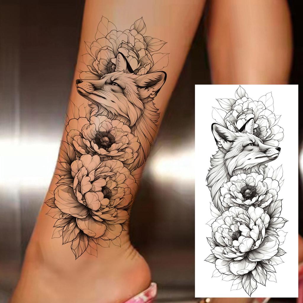 1 Blatt Schick 3D Spinne Löwe Fuchs Blumen Temporäre Tattoos Für Frauen Erwachsene Wasserdicht Langlebig Realistisch Fake Tattoo Aufkleber
