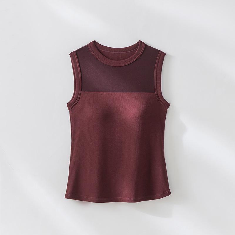 Spring/Summer Spaghetti Strap Tank Top with Built-in Bra - Slimming, Sleeveless Yoga Vest & Versatile Base Layer for Outdoor Wear