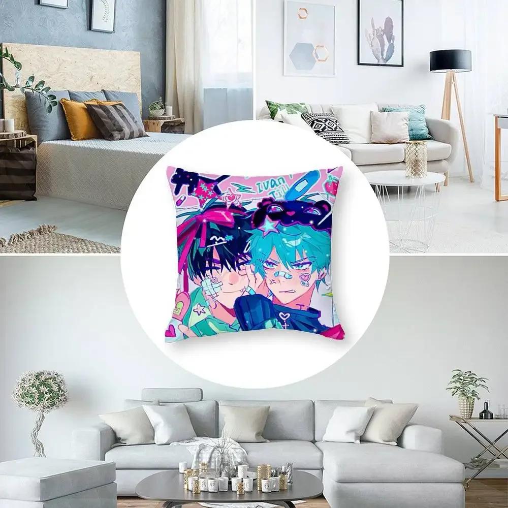 Anime Alien Stage Ivan Till Pillow Case Short plush Double-sided Print Square Throw Pillow Covers Sofa Home Cushion Decor