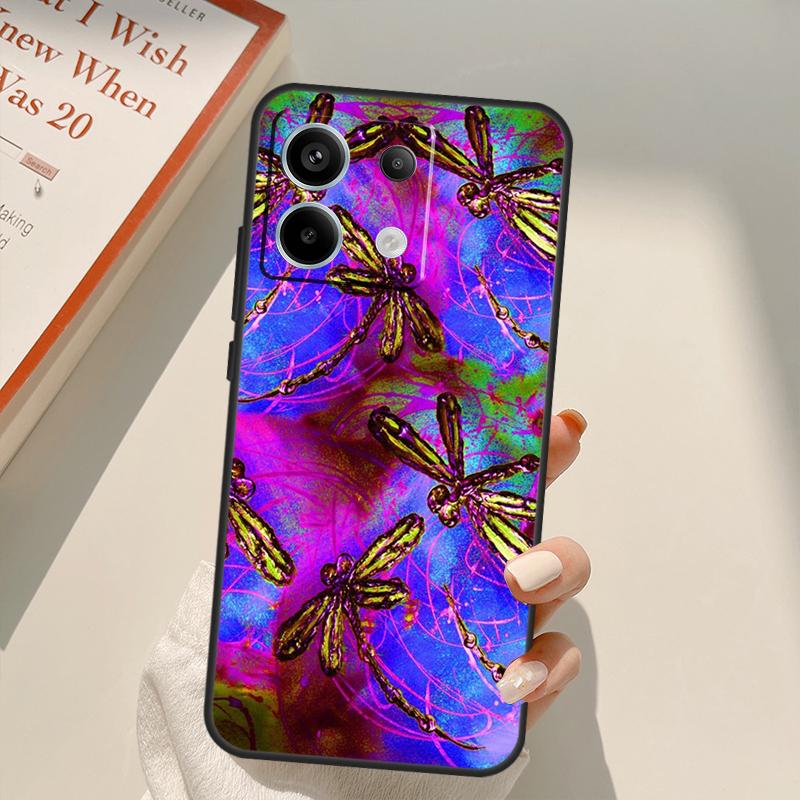 Luxury Dragonfly Funda For Xiaomi Redmi Note 13 Pro 9 10 11 12 14 Pro 11S 12S Case For Redmi 13C 12C 10C 14C