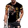 Men's 3D Fierce Tiger Pattern T-shirt - Comfortable Polyester Blend, Short Sleeve, Round Neck, Machine Washable