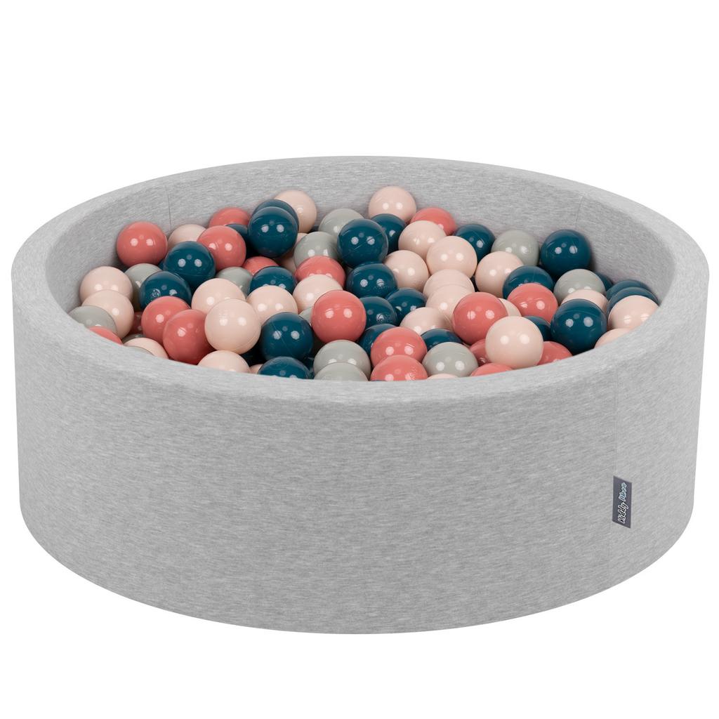 KiddyMoon 90x30cm/300 Balls Balls 7cm / 2.75in Baby Foam Ball Pit, Light Grey:dark Turquoise/pbeige/greygreen/salmon Pink