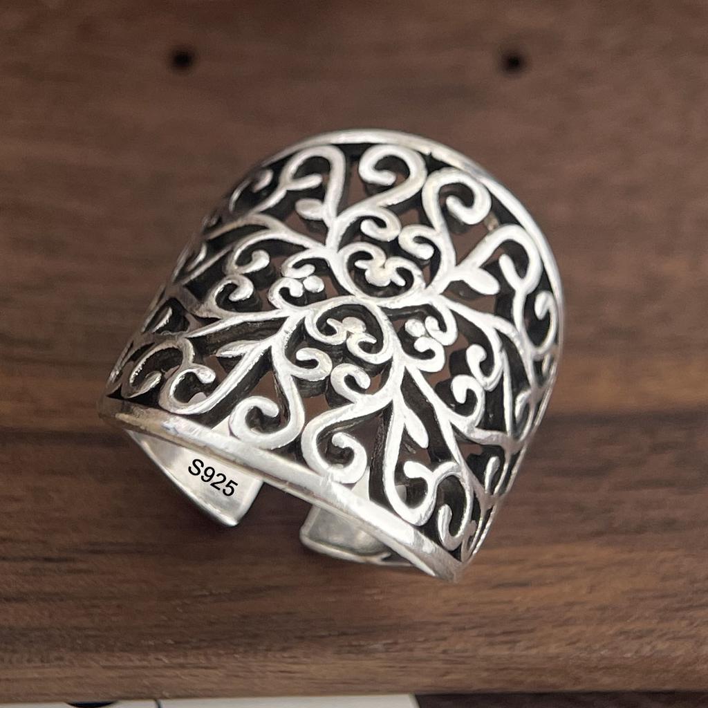 Xiaomi 925 Sterling Silver Rings for Women Couple Minimalist Handmade Simple Flower Pattern Ring Fine Jewelry Gift Prevent Allergy