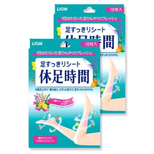 Rest Foot Time Refreshing Sheets, 18 Sheets (Lion x 2 Pack), Comfortable Sheet Type, Rash-Free, Refreshing, Lasts Until Morning