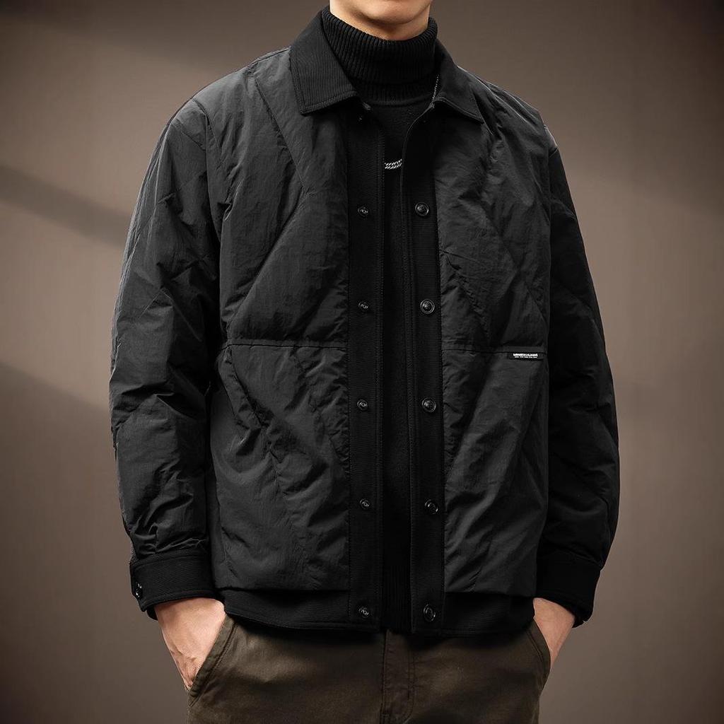 Men's 2024 Winter Loose-fit Shirt-style Jacket - White Duck Down, Lightweight, Plus Size Workwear