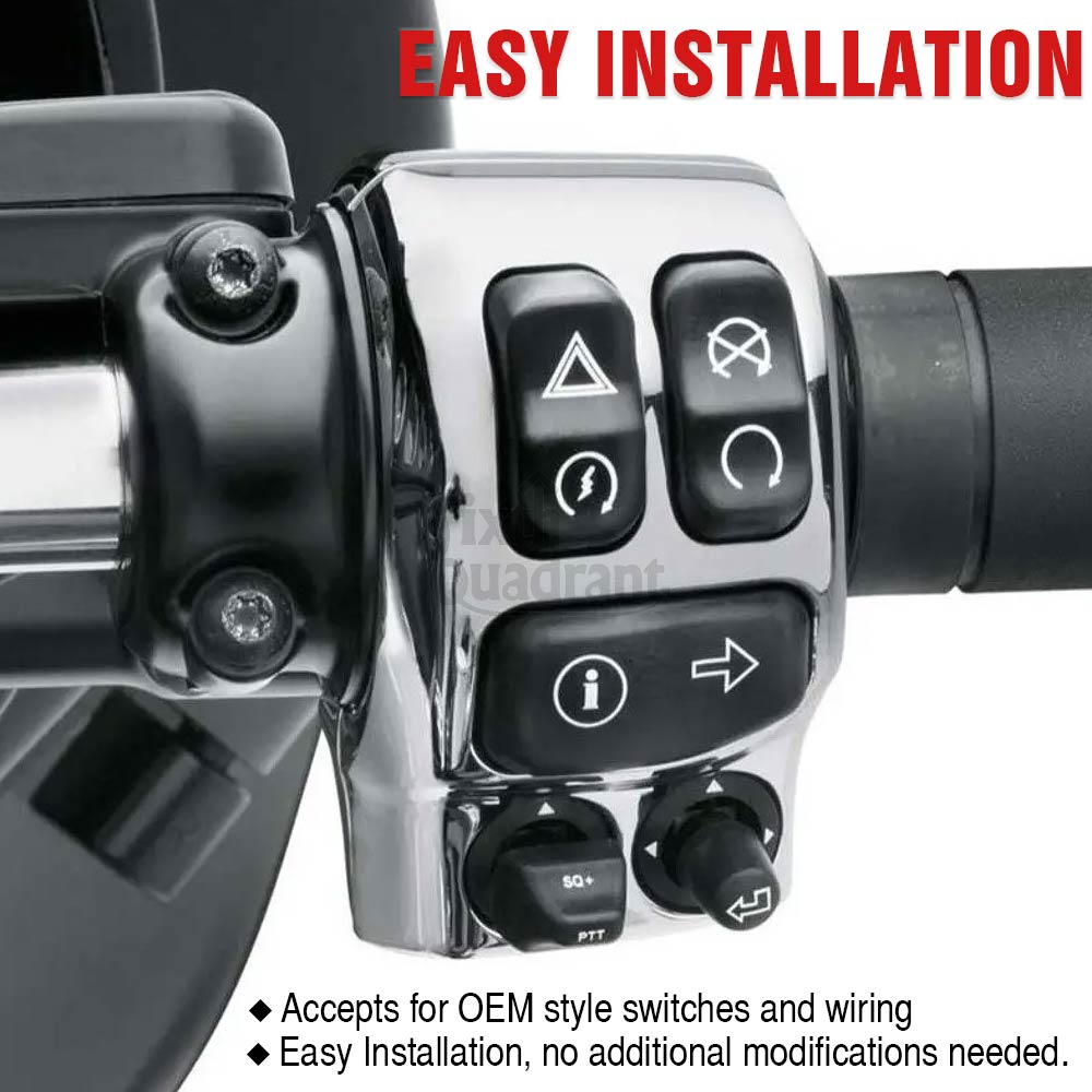 Motorcycle Part  Left&Right Chrome Handlebar Control Switch Housings Fit For Harley Touring Road Glide 3 FLTRT 2023 2024-Later