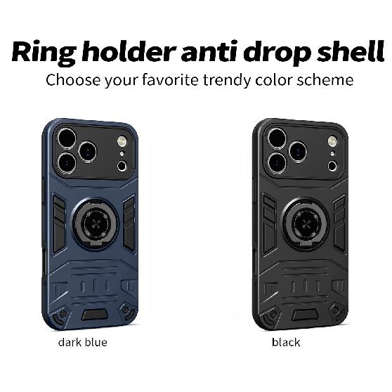 Luxury Magnetic Rotating Invisible Bracket Metal Ring Phone Case For iPhone 17 Pro Max 16 Plus 15 Shockproof Kickstand Cover