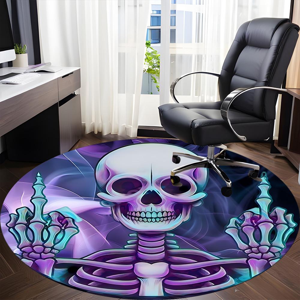 1pc SkeletoN Art Office Round Area Rug, Indoor Mat Suitable ForOffice, Under Office Chairs Bedroom Living Room Home Decor, Room Deco,  N47