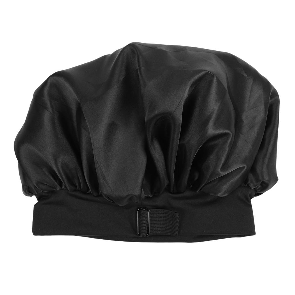 Sleep Bonnet Adjustable Head Wrap Anti Slip Double Layer Hair Bonnet for Long Curly Braided Hair Black with Black Lining