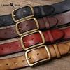 Men's Genuine Leather Belt Retro Distressed Pleated Copper Buckle Korean Style Casual Jeans Belt
