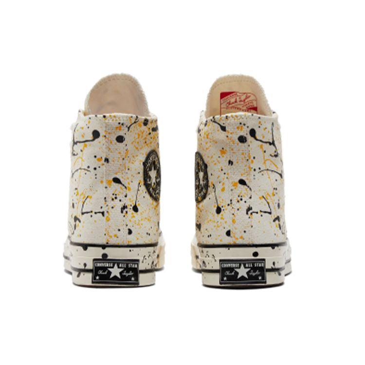 Converse Zapatillas Unisex Chuck 70 High Archive Salpicaduras de Pintura - Egret Crema Negro Amarillo A01170C