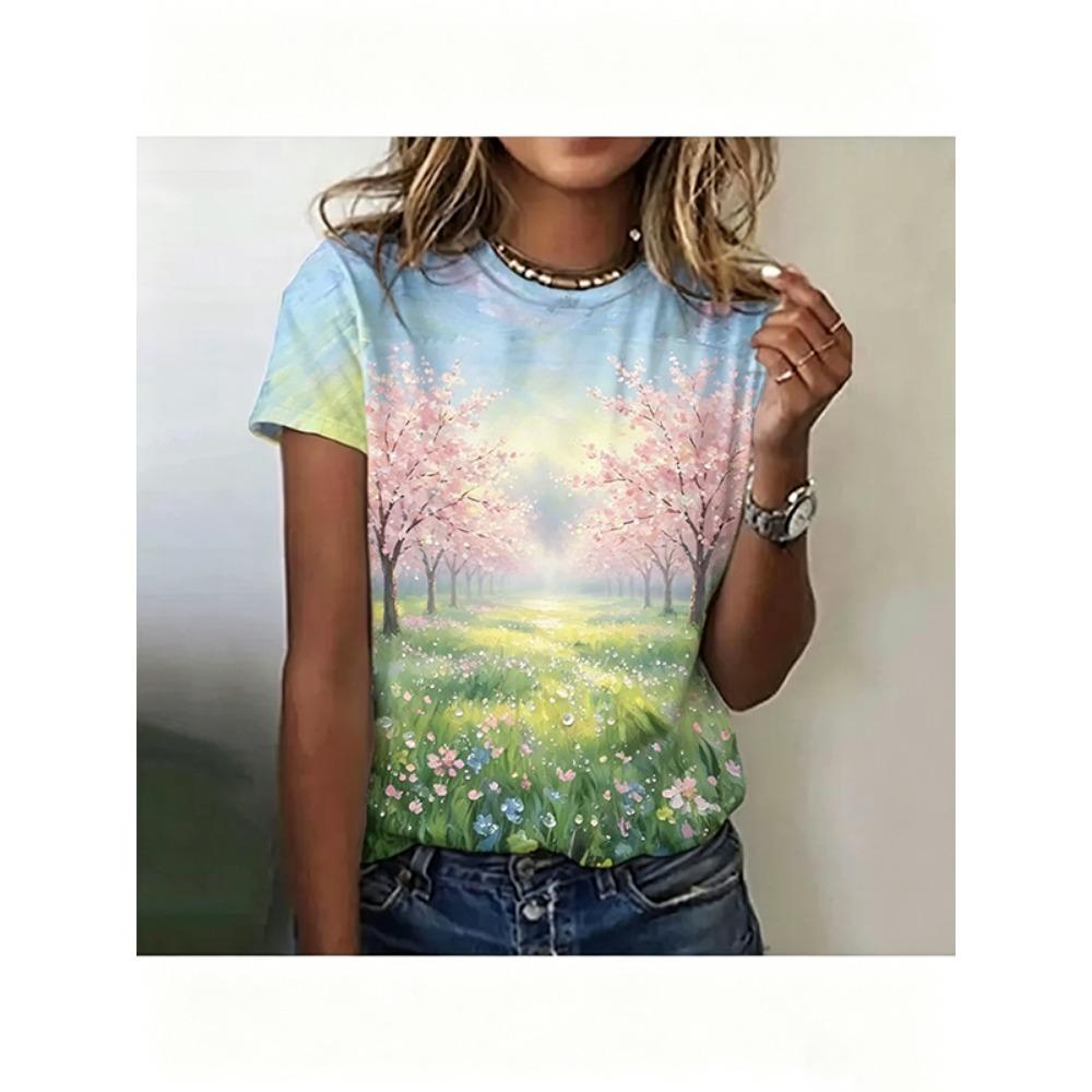 

Light Blue Tropical Women s T-shirt - Palm Leaf Pattern XL