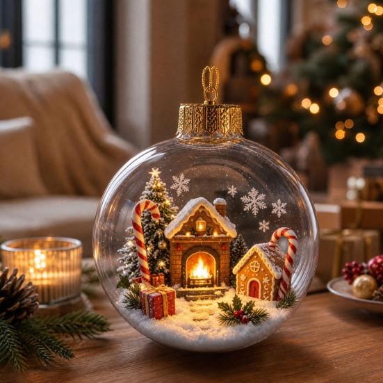 Unique Christmas Gift Ideas Glowing Ball Ornaments, 3D LED Lighted Acrylic Hanging Light-up Holiday Keepsakes Balls for Tree Mantel Window, Home Decor
