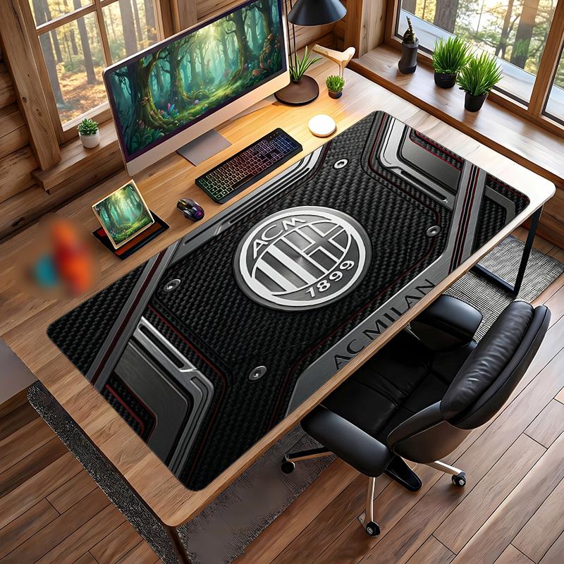 Tappetino per Mouse Grande Stampato AC Milan, Tappetino Morbido in Gomma Antiscivolo per Scrivania da Gioco per Ufficio Laptop Computer Decorazione