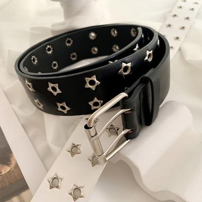 Man Wide Side Star Hole Dresses Women Waistband Korean Waist Belts Waist Strap Double Grommet Hole EMA
